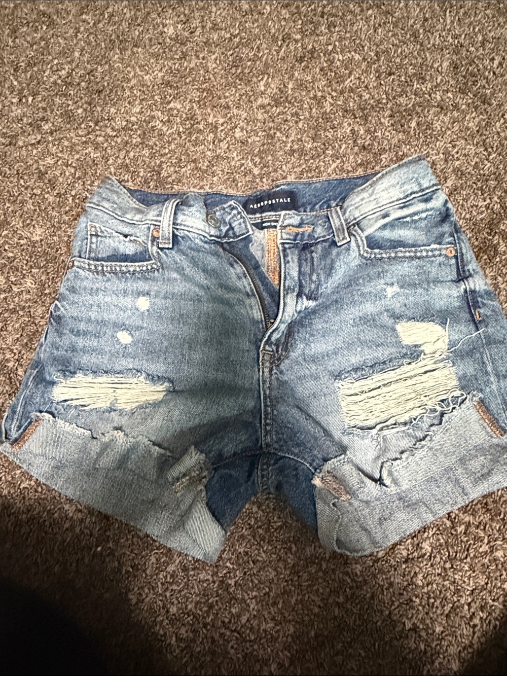 Aeropostale Distressed Light Blue Denim Shorts